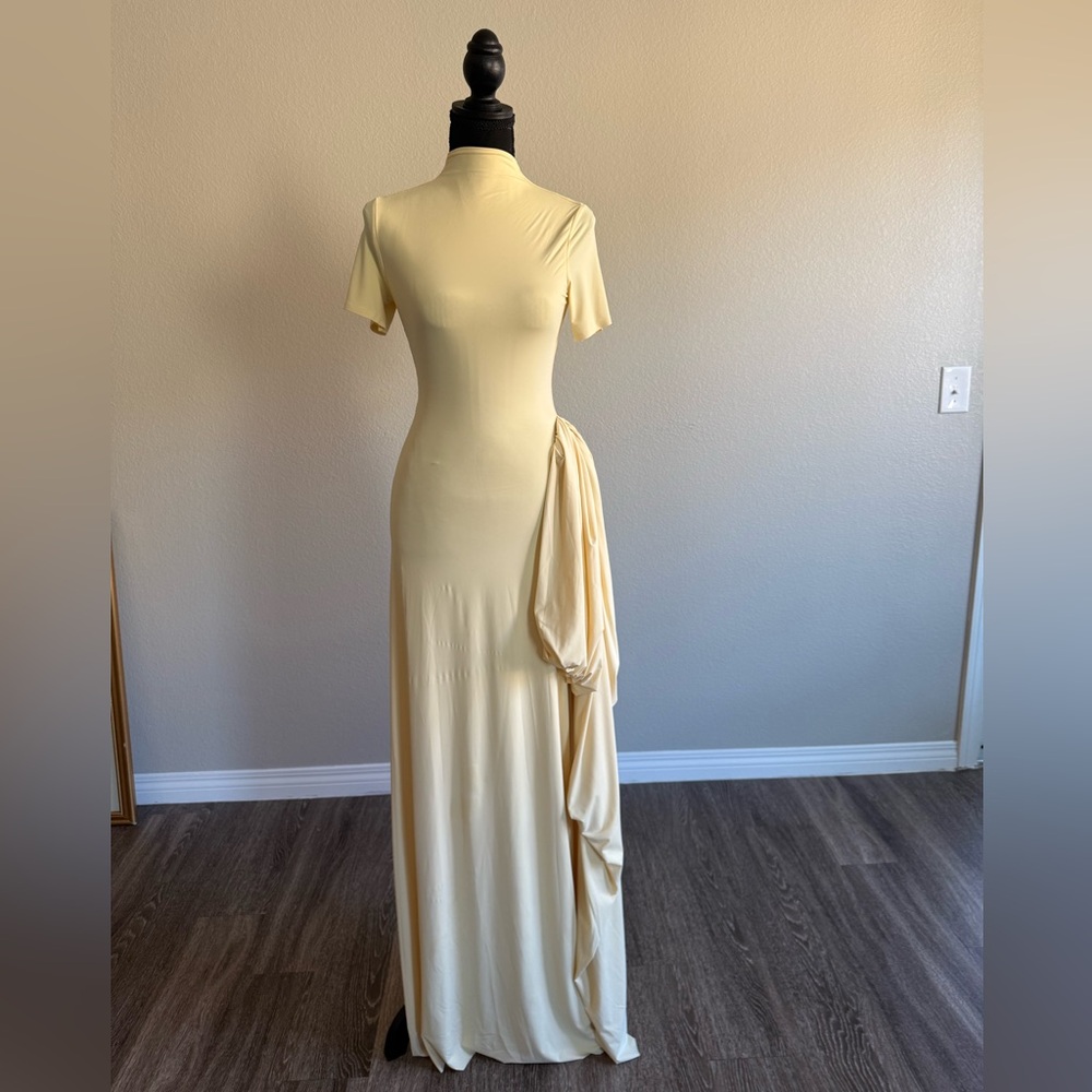 Butter Yellow Draped Royal Maxi Dress – NWT – XS